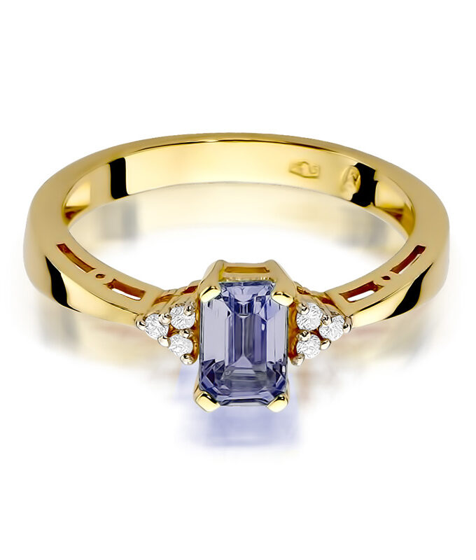 Auksinis žiedas su Ametistu ir deimantais