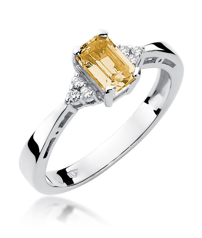 Auksinis žiedas su Citrinu ir deimantais