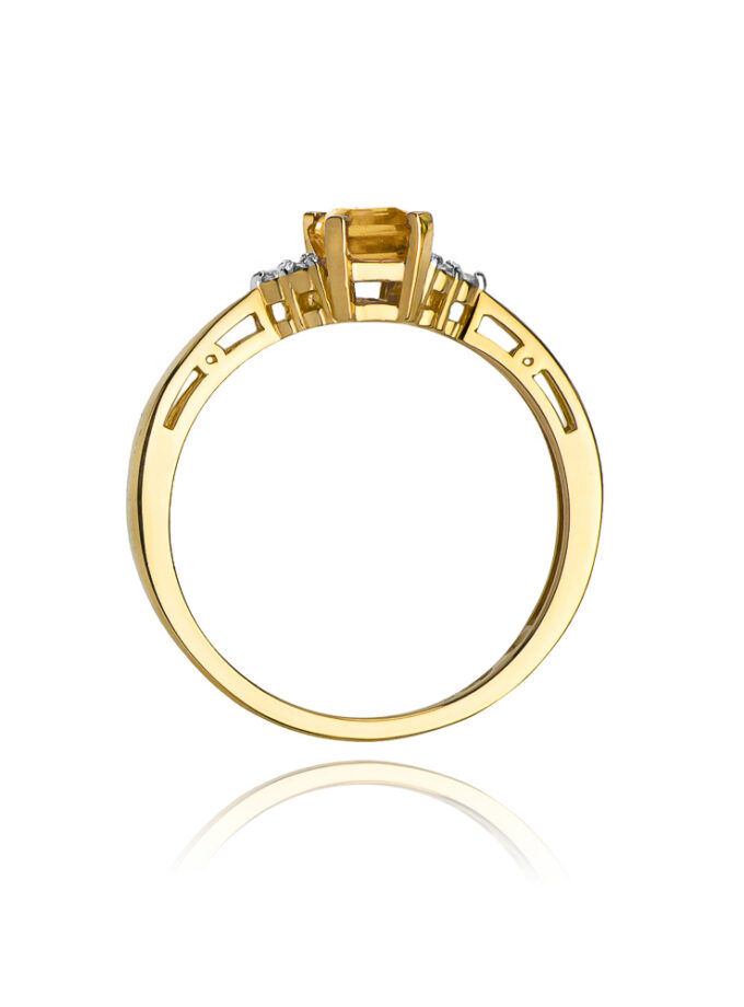 Auksinis žiedas su Citrinu ir deimantais