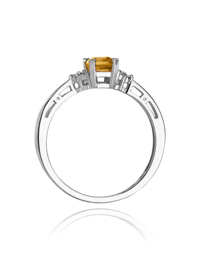 Auksinis žiedas su Citrinu ir deimantais