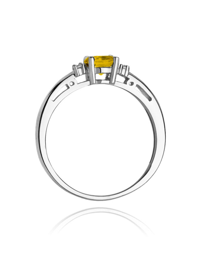 Auksinis žiedas su Citrinu ir deimantais