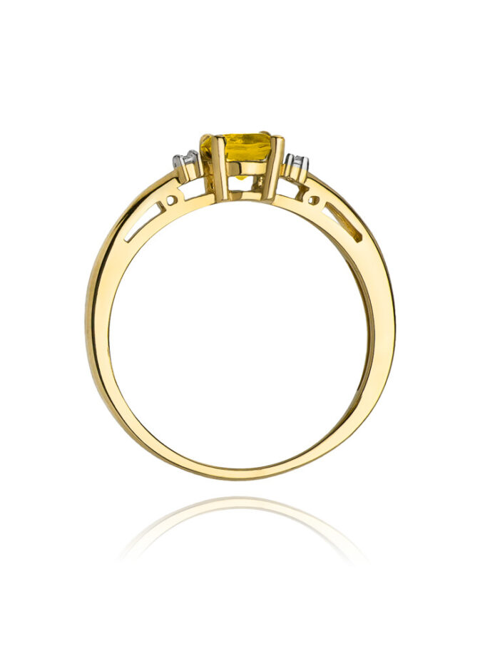 Auksinis žiedas su Citrinu ir deimantais