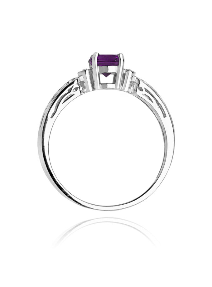 Auksinis žiedas su Ametistu ir deimantais