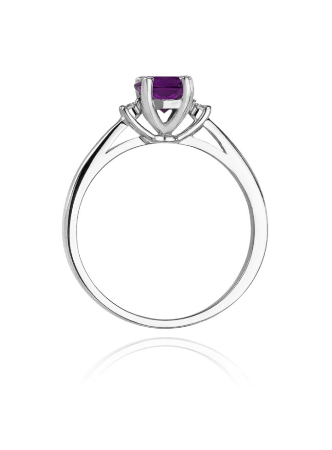 Auksinis žiedas su Ametistu ir deimantais