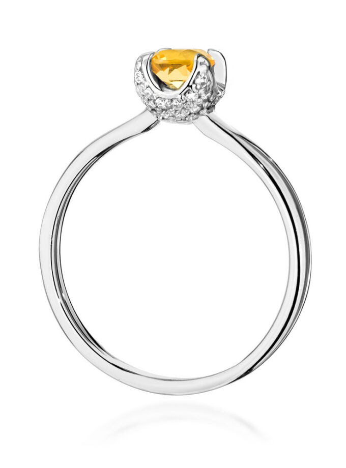 Auksinis žiedas su Citrinu ir deimantais