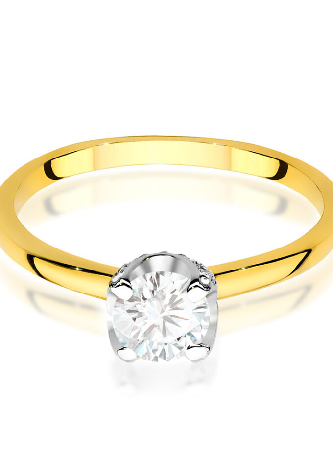 Auksinis žiedas su Baltuoju Safyru ir deimantais