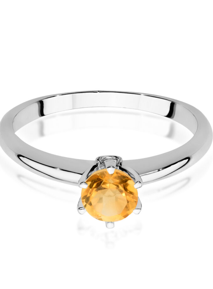 Auksinis žiedas su Citrinu ir deimantais