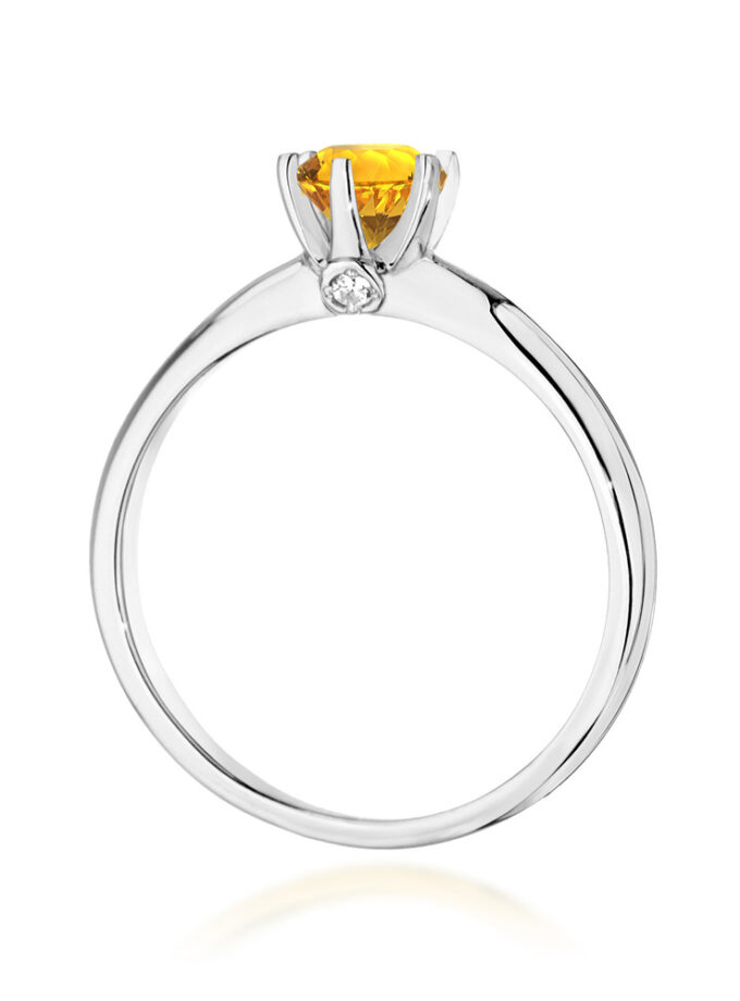 Auksinis žiedas su Citrinu ir deimantais